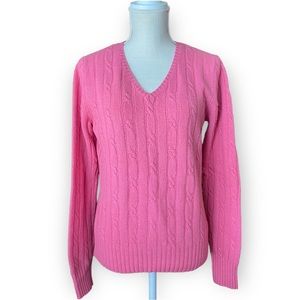 Merona Cable Knit V-Neck Pink Sweater Size L